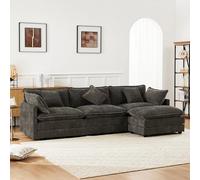 Zepneiy - Sofá de tres plazas de diseño moderno, tejido chenille, sofá esquinero en L con reposapiés, adecuado para salón y dormitorio, color gris oscuro