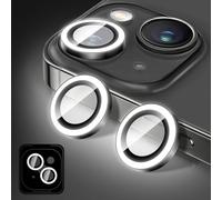 Zeponny Protector de Lente de Cámara Compatible con iPhone 11, Película Protectora de Vidrio Templado Luminoso para Cámara, Anillos de Aleación Antiarañazos (Blanco)