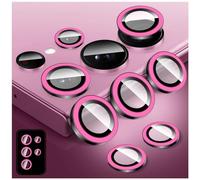 Zeponny Protector de Lente de Cámara Compatible con Samsung Galaxy S23 Ultra, Protector de Pantalla de Vidrio Templado Luminoso para Cámara, Vistosos Anillos de Aleación (Rosa)