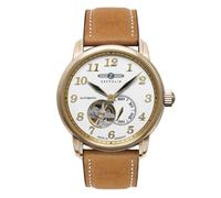 Zeppelin 7664-1 LZ 127 GRAF Reloj automático para hombre con corazón abierto con correa de cuero marrón