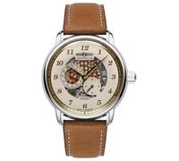 Zeppelin 8658-5 - Reloj automático para hombre, fabricado en Alemania, color plateado, correa de piel marrón
