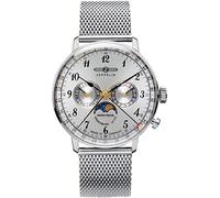 Zeppelin lz129 Hindenburg moonphase Reloj para Hombre Analógico de Cuarzo con Brazalete de Acero Inoxidable 7036M-1