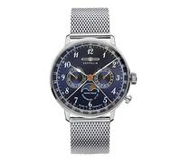 Zeppelin lz129 Hindenburg moonphase Reloj para Hombre Analógico de Cuarzo con Brazalete de Acero Inoxidable 7036M-3