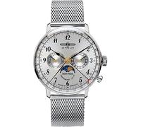 Zeppelin lz129 Hindenburg moonphase Reloj para Hombre Analógico de Cuarzo con Brazalete de Acero Inoxidable 7036M-1