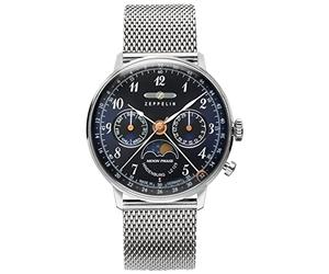 Zeppelin lz129 Hindenburg moonphase Reloj para Mujer Analógico de Cuarzo con Brazalete de Acero Inoxidable 7037M-3