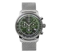 Zeppelin Reloj de hombre con correa milanesa de acero inoxidable macizo serie 100 años cronógrafo fecha alarma 8680M