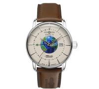 Zeppelin Reloj para hombre serie Atlantic automático con GMT y correa de cuero marrón 8468-5, Correa