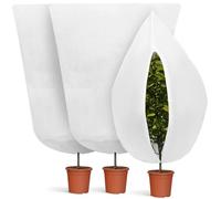 Zepphi 3 PCS Funda para Plantas Invierno, Saco Cubre Plantas Invierno Cubierta de Protección con Cordón y Cremallera, Capucha Protectora Antiheladas para Todo Tipo de Árboles, 80x100cm