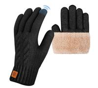 Zepphi Guantes de Invierno para Mujer, Guantes Cálidos con Pantalla Táctil con Forro Suave, Hombre Mujer Mitones Calientes Cashmere para Esquí Correr Senderismo Ciclismo (Negro)