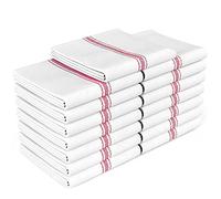 Zeppoli Juego de paños de Cocina, 36 x 64 cm, 100% algodón Natural, Toallas de Cocina, Suaves y absorbentes, Reutilizables, Rayas Blancas y Rojas