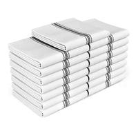 Zeppoli Paños de Cocina y Tea Towels de Algodón - Suaves, Súper Absorbentes, Reutilizables y Ecológicos - Diseño Clásico (Blanco con Raya Negra, Paquete de 15)