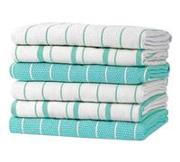 Zeppoli - Set de paños de Cocina clásicos, 6 Toallas de algodón 100% Natural, paños Reutilizables y absorbentes, Toallas de Mano Lavables a máquina, imprescindibles de Cocina, 51 x 71 cm, Aguamarina