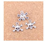 ZEQFEMKL Colgante para Movil 116pcs encantos cráneo Esqueleto Hueso 15x14mm Antiguos Colgantes, joyería de Plata tibetana Vintage, Bricolaje for Collar de Pulsera. Phone Charm Correa