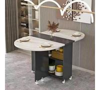 ZEQFEMKL Mesa de Comedor Plegable de Madera, Mesa de Comedor con Almacenamiento, Mesa de Comedor retráctil para el hogar, Mesa abatible, mesas de Comedor de Esquina Plegables para Espacios pequeños,