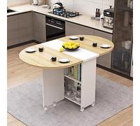 ZEQFEMKL Mesa de Comedor Plegable de Madera, Mesa de Comedor con Almacenamiento, Mesa de Comedor retráctil para el hogar, Mesa abatible, mesas de Comedor de Esquina Plegables para Espacios pequeños,
