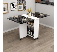 ZEQFEMKL Mesa de Comedor Plegable de Madera, Mesa de Comedor con Almacenamiento, Mesa de Comedor retráctil para el hogar, Mesa abatible, mesas de Comedor de Esquina Plegables para Espacios pequeños,