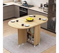ZEQFEMKL Mesa de Comedor Plegable de Madera, Mesa de Comedor con Espacio de Almacenamiento, Mesa de Comedor retráctil para el hogar, Mesa abatible, mesas de Comedor de Esquina Plegables para Espacio
