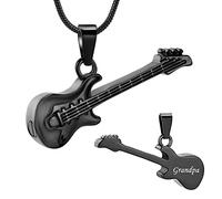 zeqingjw Collar de urna para cenizas, guitarra, cremación para cenizas, joyería de acero inoxidable, con memoria amorosa, Metal, Acero inoxidable