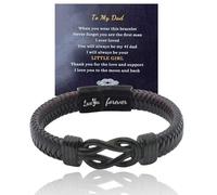 Zequech Pulseras de cuero grabadas, Día del Padre/Navidad/Cumpleaños Regalos, Elegante Personalizado Boxed Regalos, Cierre magnético - Negro Marrón trenzado de cuero (I Love You Forever)