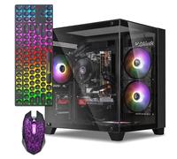 ZER-LON Ordenador de escritorio para juegos, Intel Core I7 hasta 3.9GHz, Radeon RX 550 4GB GDDR5, 16G RAM, 512GB NVME SSD, WiFi 5.0, computadora de torre para juegos preconstruida con ventilador 5 RGB