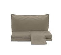 zer0bed, Juego de sábanas de Matrimonio de Raso de algodón Liso, Gris Topo, 100% satén de algodón, sábana encimera, sábana Bajera Ajustable, par de Fundas de Almohada con 4 Volantes