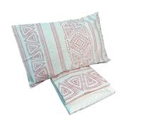 zer0bed, Juego de sábanas Individual Indigo, 1 Plaza, 100% Puro algodón, Blanco/Malva