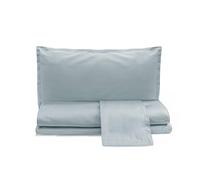 zer0bed, Juego de sábanas para Cama de Matrimonio de satén de algodón Liso, Chaqueta, 100% satén de algodón, sábana encimera, sábana Bajera Ajustable, par de Fundas de Almohada con 4 Volantes