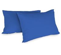 Zer0bed, Par de Fundas de Almohada de algodón, 52 x 80 cm, Royal, Juego de 2, Color Liso, 100% algodón, cojín Cama, Cierre de sobre