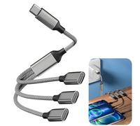 Zerabidpro Cable Divisor USB C, Macho a Triple Hembra Tipo C con Carga Rápida PD 60W, Transferencia de Datos y OTG para iPhone 16/15, Pro/Pro MAX/Plus, iPad, Samsung, Pixel y Más - Gris