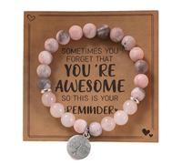 Zerabidpro Pulsera femenina de piedra de curación con cuentas de 8 mm, con Colgante de Árbol de la Vida, Ideal para Yoga, Chakra y Terapia, Regalo para Amistad y Parejas