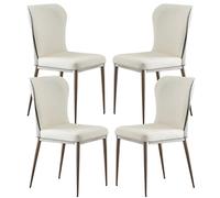 ZERAPH Cocina 4 Mesa de Cuero de Micro Fibra sillas Laterales ergonómica Asiento de Acero de Carbono Resistente Patas de Metal (Color: Diosa Blanca)