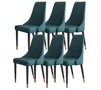 ZERAPH Cocina Silla de Comedor de Cocina Juego de 6 sillas Laterales de la Sala de Estar de Cuero de Micro Fibra piernas de Madera ergonomía (Color: Azul Oscuro)