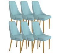 ZERAPH Cocina Sillas de Comedor de Cocina Juego de 6 ergonomía de Micro Fibra ergonomía Asiento de Acero Carbono de Acero de Acero (Color: Azul de neblina)