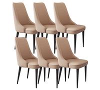ZERAPH Sillas de Comedor de Cuero de Micro Fibra Juego de 6 ergonomía de Cocina Asiento de Acero Carbono Patas de Metal Silla de Escritorio para el hogar (Color: Caqui)