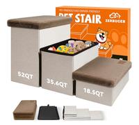 Zerbuger Escaleras para perros con tapas peludas de 18 pulgadas de alto, 3 escalones más anchos con almacenamiento para perros pequeños, medianos y grandes, grandes, escaleras plegables y resistentes