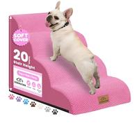 Zerbuger Escaleras para perros de 4 escalones para cama alta de 20 pulgadas de alto, escalones curvados para mascotas viejos/lesionados, gatos, cama, silla o sofá, rampa antideslizante de espuma