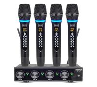 ZERFUN Sistema de micrófono inalámbrico recargable Pro de 4 canales, micrófonos inalámbricos de mano UHF, micrófonos inalámbricos con control de canal Echo Treble BASS VOL para karaoke cantando