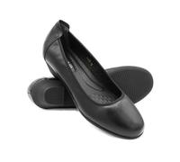 Zerimar Bailarinas Mujer Piel Cómodas - Zapatos Elegantes y Ligeros para Uso Diario y Oficina-Tacon 3,5 cm -Color Negro-Talla 42