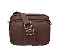 Zerimar | Bandolera cuero autentica para Mujer | Mujer Bandolera piel natural con múltiples compartimentos | Ideal para uso diario, viajes o trabajo | Marron|20X26X9cm