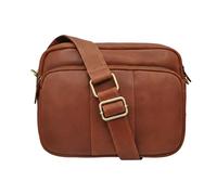 Zerimar | Bandolera cuero autentica para Mujer | Mujer Bandolera piel natural con múltiples compartimentos | Ideal para uso diario, viajes o trabajo | Cognac |20X26X9cm