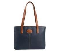 Zerimar | Bolso cuero autentico para mujer estilo casual | Mujer bolso piel natural con múltiples compartimentos | Ideal para uso diario, viajes o trabajo | Color Azul Marino | Medidas 25X32X11cm