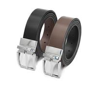 Zerimar Cinturón de Piel para Hombre Reversible 33mm - Cuero Auténtico - Diseño Casual y Elegante - Ideal para Vestir o Uso Diario -Color Negro y Marron - Talla 130