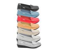 Zerimar Mocasines de Mujer de Piel | Suela de Goma Antideslizante | Plantilla Acolchada Muy Cómoda | Altura del Tacón 3,5 cm | Flexibles | Color Rojo| Talla 42