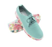 Zerimar Mocasines de Piel para Mujer con Suela de Flores con Suela de Flores - Bailarinas Elegantes y Cómodas - Calzado Femenino con Estilo y Confort - Celeste, Talla 36