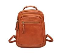 Zerimar | Mochila cuero autentico unisex estilo casual |unisex mochila piel natural con múltiples compartimentos | Ideal para uso diario, viajes o trabajo | Color cognac | Medidas 28X22X8 cm