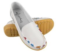 Zerimar Zapatos Cómodos de Vestir para Mujer - Mocasines y Bailarinas de Piel para Verano - Elegantes - Color Blanco - Talla 38