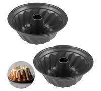 Zeripikfoasp 2 Molde Bizcocho 24 cm, Agujero Acero al Carbono Molde Savarin Redondo con Doble Capa Antiadherente, Molde de Repostería para Bizcochos, Flanes y Pasteles