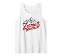 Zermatt Suiza Estación de esquí Montaña Retro Gráfico Camiseta sin Mangas