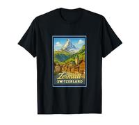 Zermatt Suiza Vintage Ski Village Poster Art Graphic Camiseta