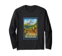 Zermatt Suiza Vintage Ski Village Poster Art Graphic Manga Larga